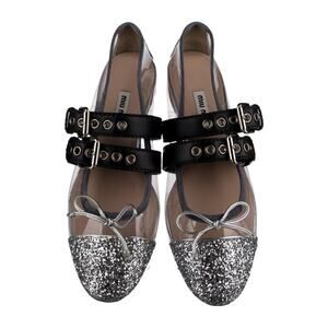 ❤️Miu Miu PVC Glitter Accnts Mary Jane Flats❤️